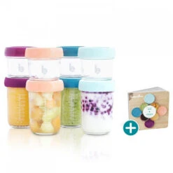 BabyMoov Lot De Babybols En Verre 4x220ml Et 4x100ml + Petit Livret De Recette Bio