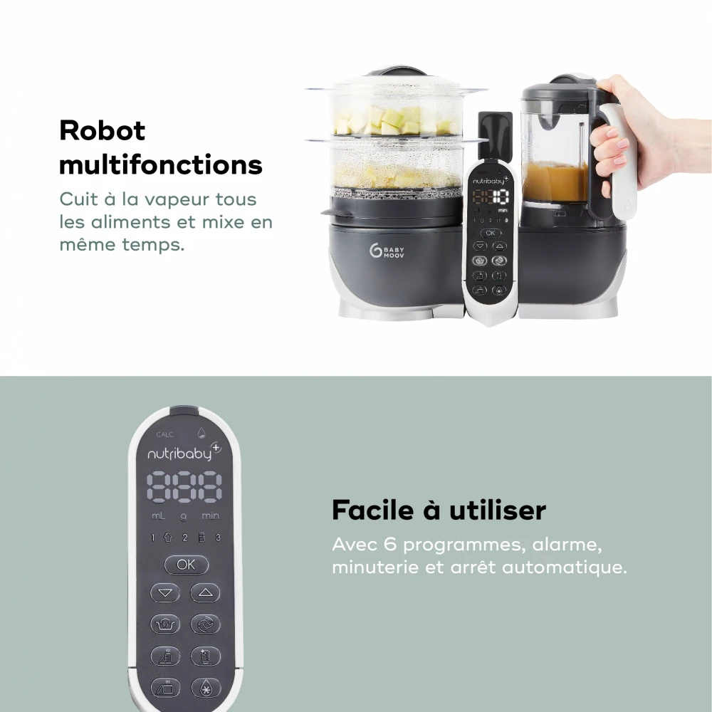 BabyMoov Robot De Cuisine Nutribaby+ Industrial Grey 7 BabyMoov Robot De Cuisine Nutribaby+ Industrial Grey – Image 5