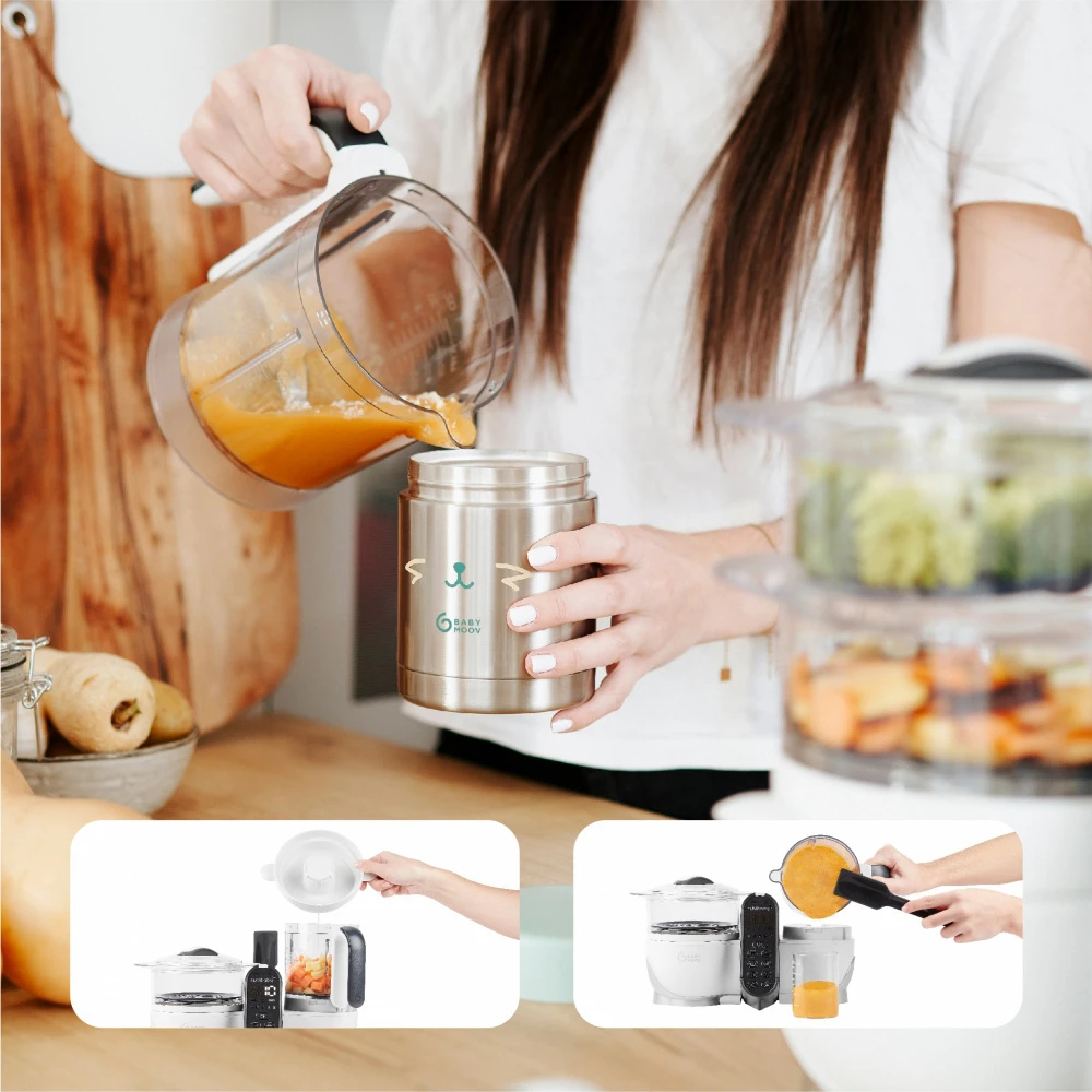 BabyMoov Pack Robot Nutribaby+ Blanc + Contenant Isy Inox 8 BabyMoov Pack Robot Nutribaby+ Blanc + Contenant Isy Inox – Image 6