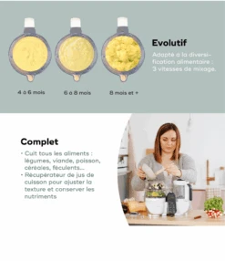 BabyMoov Robot Nutribaby + 3 Babybols Et 2 Cuillères OFFERTS -Babymoov packdiersificationalimentairenutribabycuitvapeurmixeur